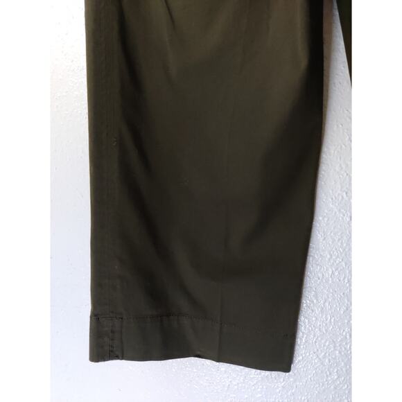 Eileen Fisher Petite Olive Green Cotton Blend Wide Leg Cropped Trousers 2/4P - Picture 3 of 7
